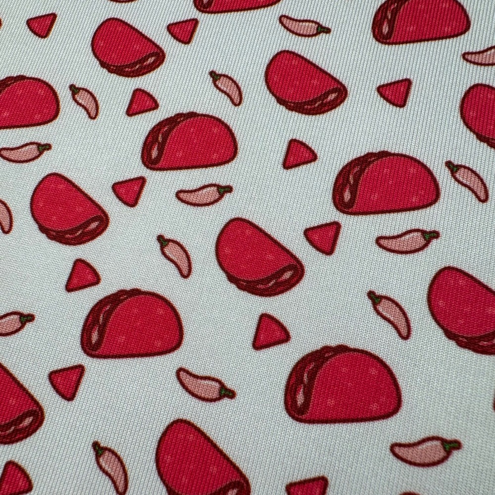 Bogey Bros Golf Co Mens XXL Taco Chili Pepper Print Performance Polo Shirt Pink - Picture 6 of 11